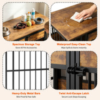 Wooden Dog Crate Furniture, Large Dog Kennel with Storage Top, Indoor Pet Cage