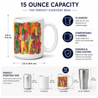 Hot Peppers Ceramic Coffee Mug 15 oz Decorative Large C Handle Mug Cup for Tea, Cocoa Hot Chocolate
