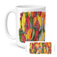 Hot Peppers Ceramic Coffee Mug 15 oz Decorative Large C Handle Mug Cup for Tea, Cocoa Hot Chocolate