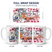 Blue Runner Gumbo Receipe Ceramic Coffee Mug 15 oz Decorative Large C Handle Mug Cup for Tea, Cocoa Hot Chocolate