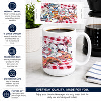 Blue Runner Gumbo Receipe Ceramic Coffee Mug 15 oz Decorative Large C Handle Mug Cup for Tea, Cocoa Hot Chocolate