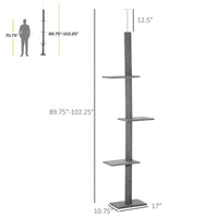 PawHut Floor-to-Ceiling Cat Tree Cat Climbing Tower With Sisal-Covered Scratching Posts Natural Cat Tree Activity Center