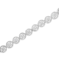 14K Rose Gold Over .925 Sterling Silver 1/4 Cttw Diamond 7" Open Circle Wheel Link Tennis Bracelet (I-J Color, I2-I3 Clarity)