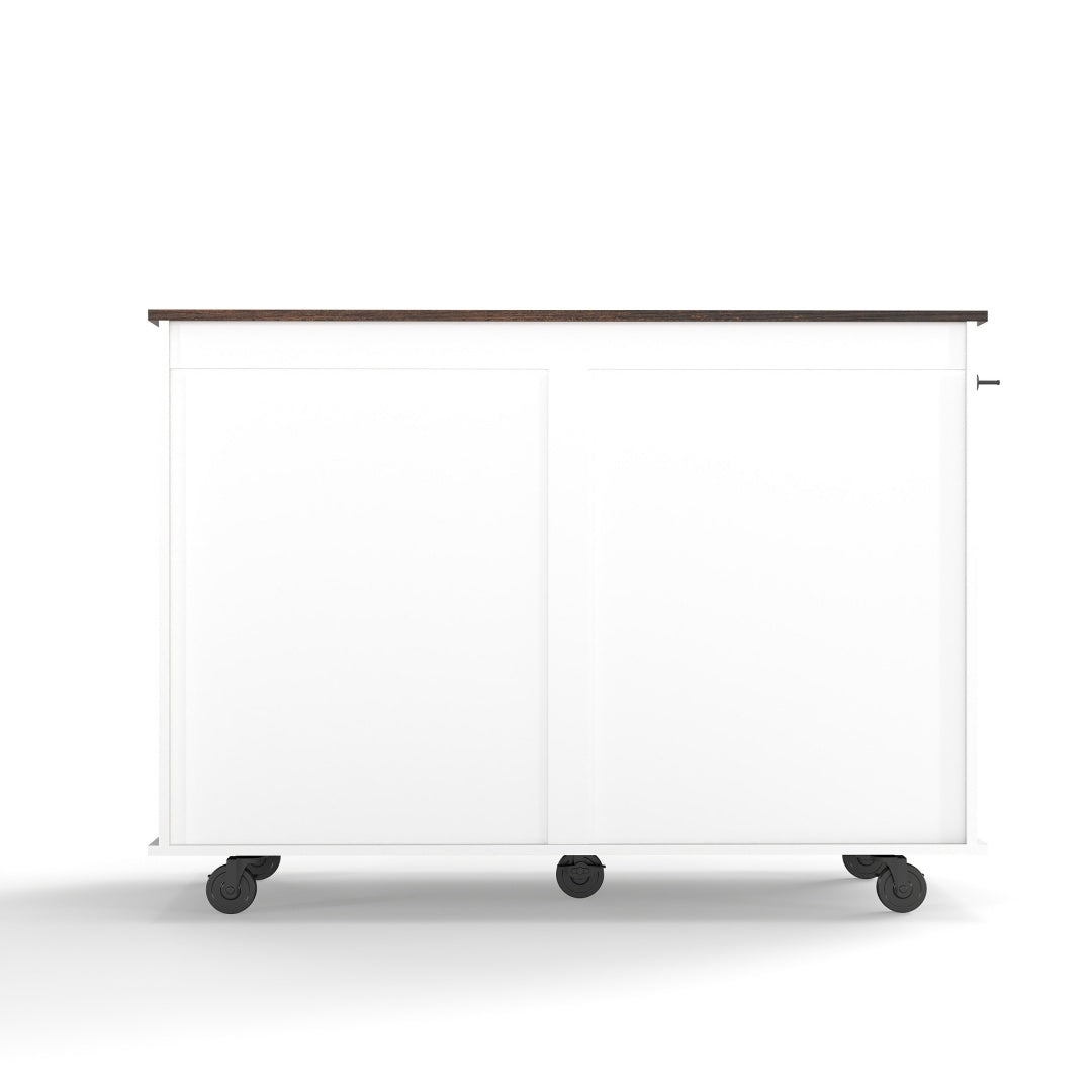 47.2 Mobile Dog Crate With Flip-Top Feeding Door, Dual-Access & 5 Caster System 2 Locking, Side Hooks - Multi-Functional