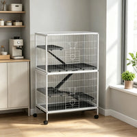 50 Inch Tall Rolling Ferret Chinchilla Cage Small Animal Pet Habitat with Hammock, 4 Doors, Removable Tray