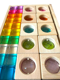30-Piece Pastel Gemmed Translucent Blocks & Lucite Cubes Set with Storage Tray - BIG FRENCHIES