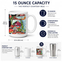 Wine Crab Shrimp and Oysters Ceramic Coffee Mug 15 oz Decorative Large C Handle Mug Cup for Tea, Cocoa Hot Chocolate