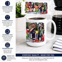 Wine and Speckled Trout Ceramic Coffee Mug 15 oz Decorative Large C Handle Mug Cup for Tea, Cocoa Hot Chocolate