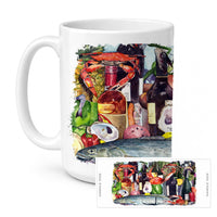 Wine and Speckled Trout Ceramic Coffee Mug 15 oz Decorative Large C Handle Mug Cup for Tea, Cocoa Hot Chocolate