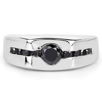 0.74 Carat Genuine Black Diamond .925 Sterling Silver Ring