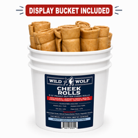 Wild Wolf Bully Sticks 9-12 in Peanut Butter Collagen Cheek Rolls for Dogs, Pack of 25