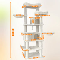 68in Tall Multi-Level Green Cat Tree with Hammocks, Hanging Basket, Cat Cave, Removeable Cushion, Scratching Posts - Plu