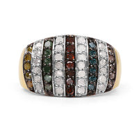 14K Yellow Gold Plated 0.84 Carat Genuine Multi Diamond .925 Sterling Silver Ring
