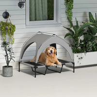 Elevated Dog Bed With Canopy, Raised Outdoor Pet Bed For Camping With Washable Breathable Mesh