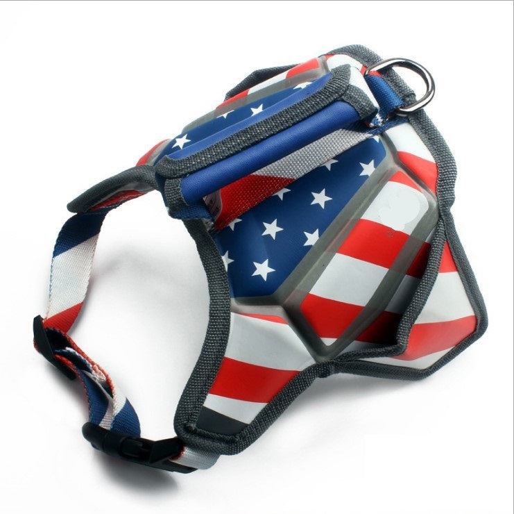 USA Patriotic Star Dog Harness+Leash Set-Pet Collars & Leashes-BIG FRENCHIES-Jane's Pet Boutique