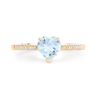0.65 Carat Genuine Aquamarine and White Diamond 14K Yellow Gold Ring