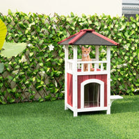 34"H Wooden Cat House