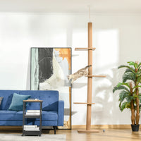 Floor-to-Ceiling Cat Tree Cat Climbing Tower with Sisal-Covered Scratching Posts Natural Cat Tree Activity Center for Ki