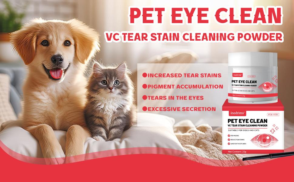 Pet Tear Stain Removal Powder - Natural And Gentle Formula, Eye And Fur Care, Tear Stain Removal And Brightening, An Ess