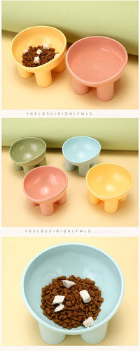 Pet Bowl Cute Cat Basin Double Bowl Neck Protection High Leg Anti-tumble