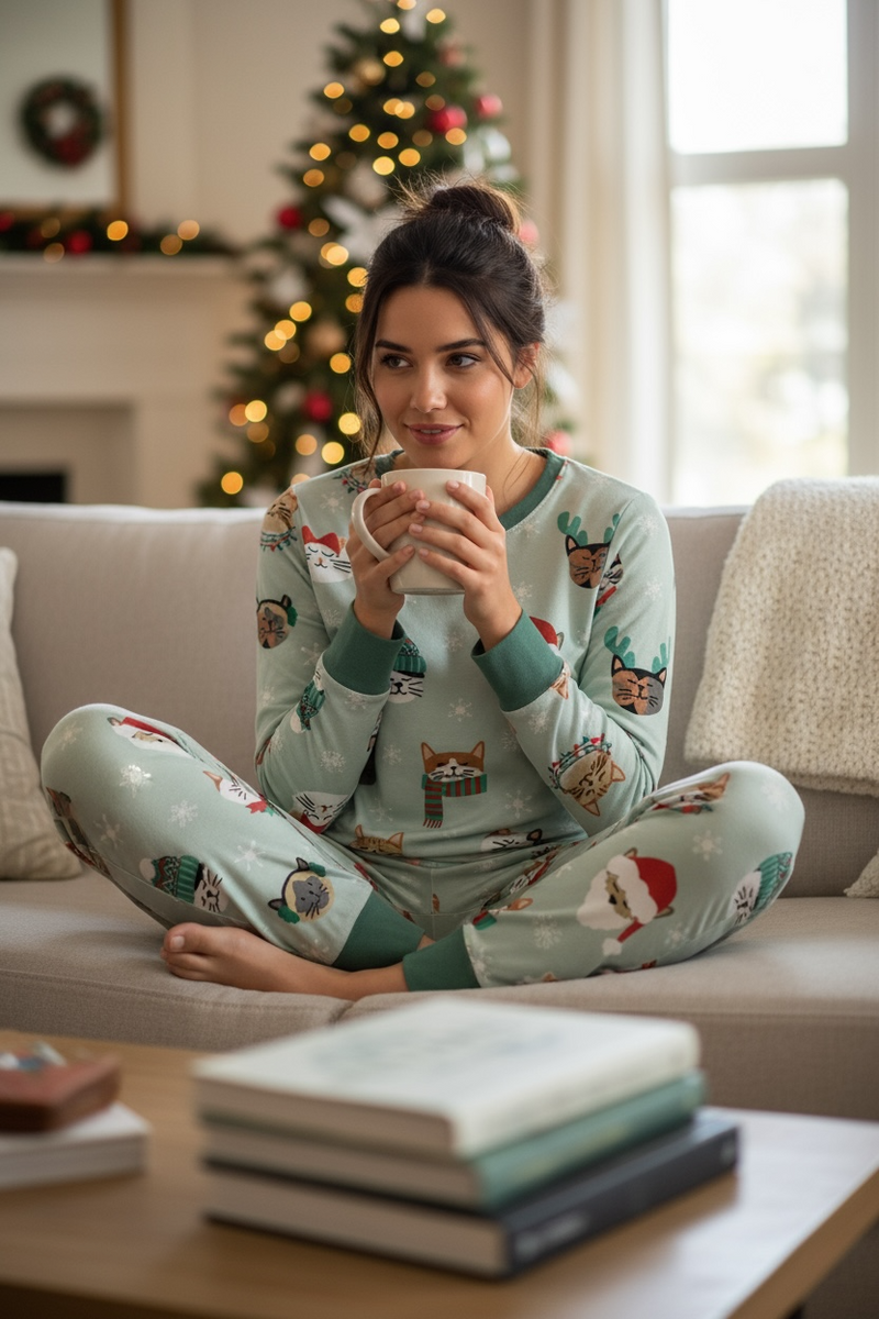 Purr The Halls (Women's Long Sleeve PJ) - BIG FRENCHIES