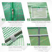 Outsunny 15X 6 X 7 Walk-in Tunnel Greenhouse Garden Plant Growing House With Door And Ventilation Window, Green