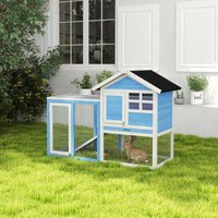 49 Wooden Rabbit Hutch Bunny Cage With Waterproof Asphalt Roof, Fun Outdoor Run, Removable Tray And Ramp, For Rabbits, C