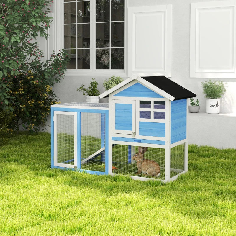 49 Wooden Rabbit Hutch Bunny Cage With Waterproof Asphalt Roof, Fun Outdoor Run, Removable Tray And Ramp, For Rabbits, C