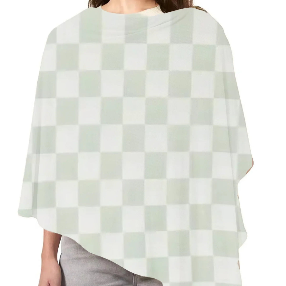 Leaf Green & White Checkered Carseat Cover - BIG FRENCHIES