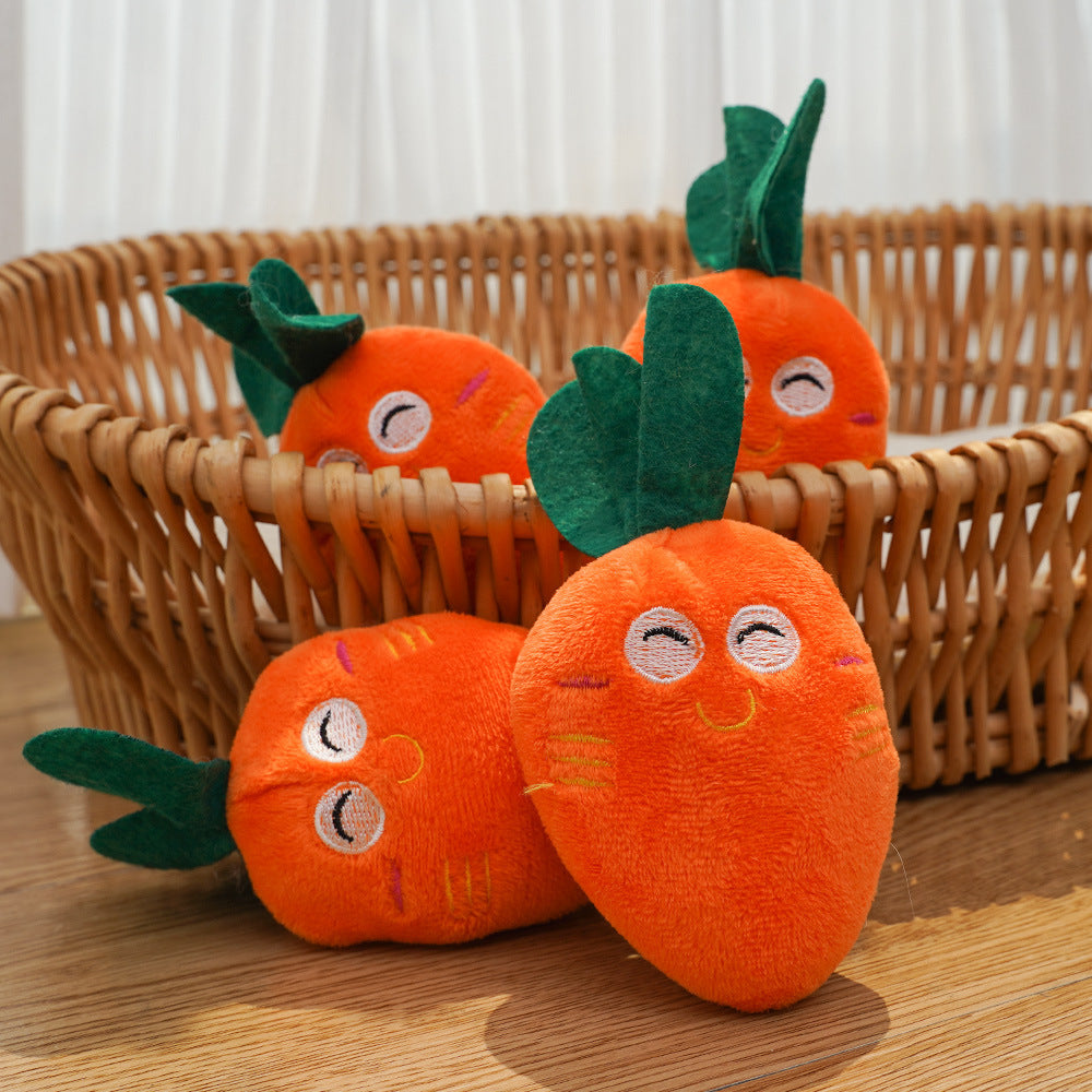 Double Bone Chicken Leg Fruit Carrot Vegetable Pet Dog Cat Plush Squeaky Durable Chew Toy Supplies