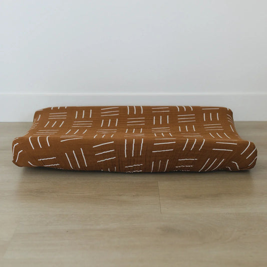 Mustard Mudcloth Muslin Changing Pad Cover - BIG FRENCHIES