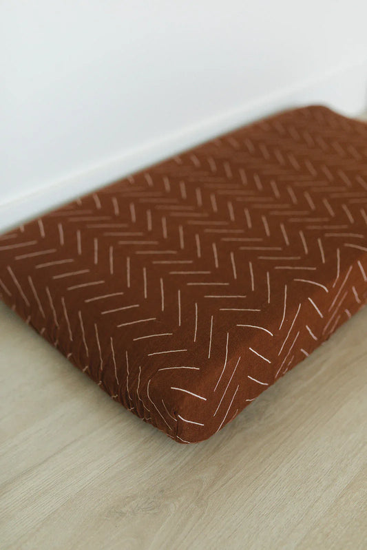 Rust Mudcloth Muslin Changing Pad Cover - BIG FRENCHIES