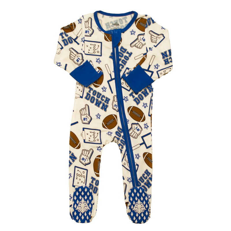 Royal Blue Touchdown Bamboo Romper - BIG FRENCHIES