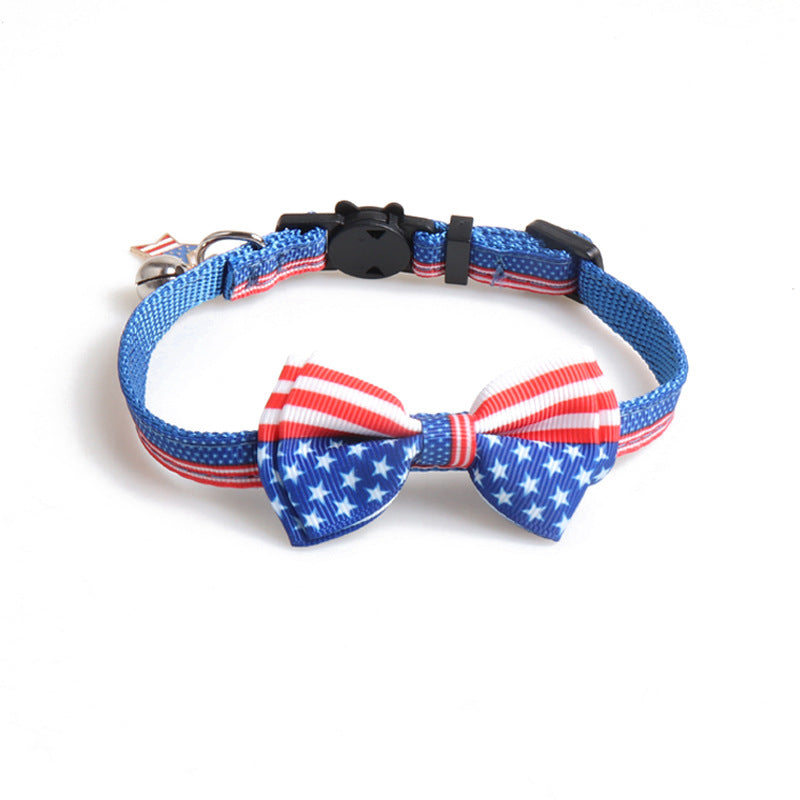 Patriotic Bow Tie Cat Collar with Bell USA
