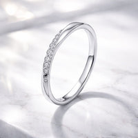 925 Sterling Silver Pavé Set CZ Platinum Plated Ring Size 6 for Women