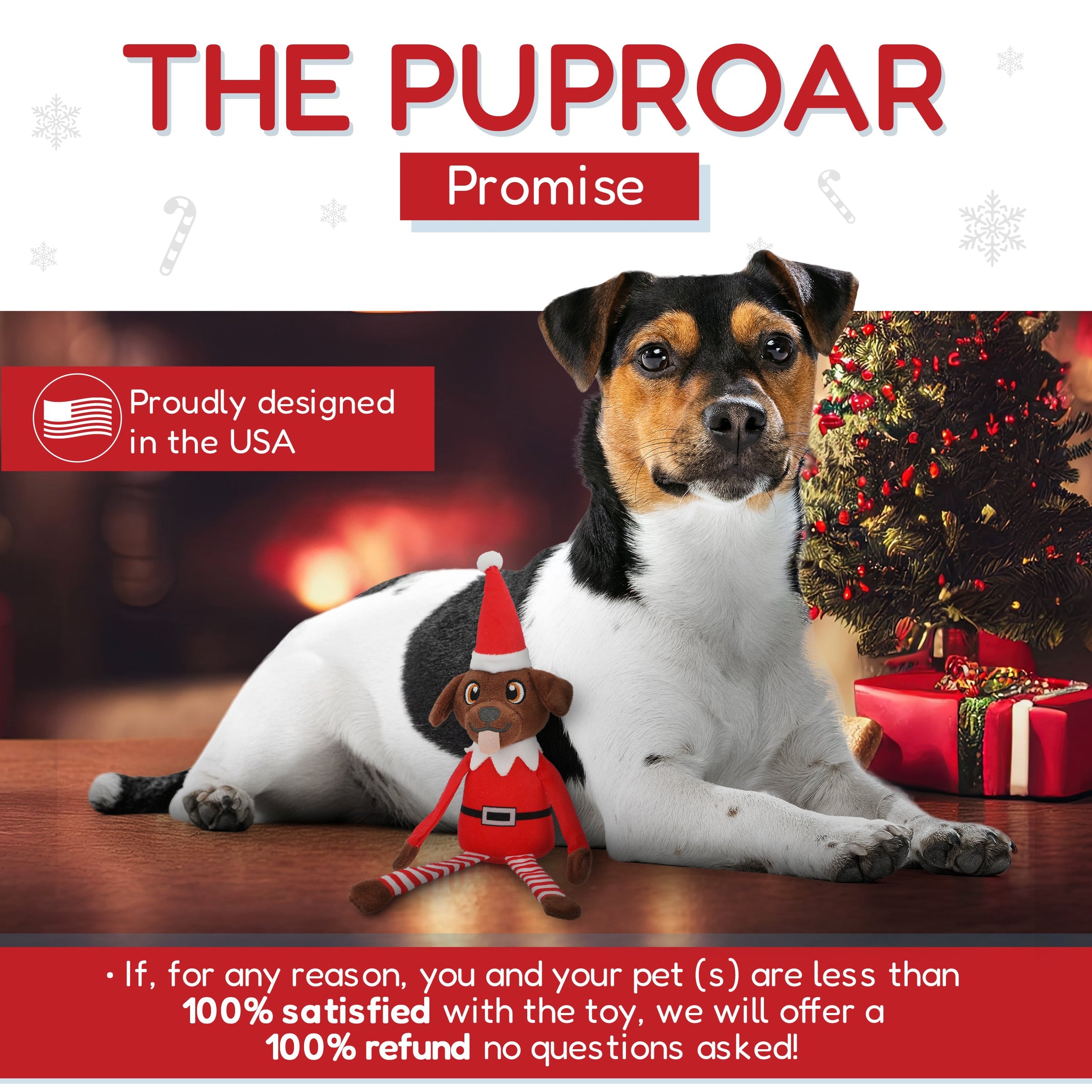 Pooch on a Perch – Christmas Elf Dog Toy with Squeaker & Crinkle Paper