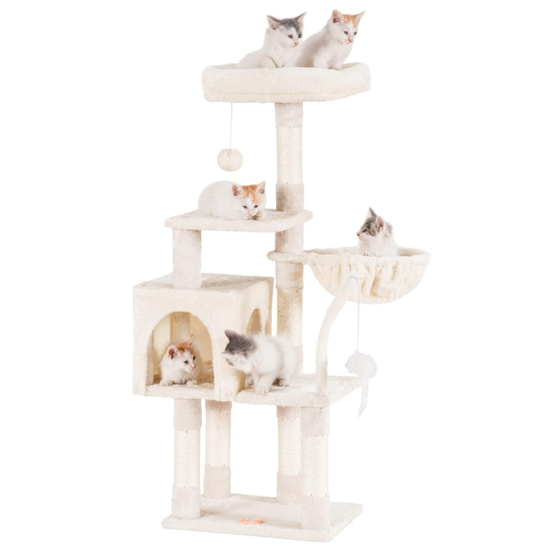 Heybly Small Cat Tree with Hammock – Compact Cat Tower & Furniture for Indoor Cats - BIG FRENCHIES