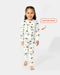 Custom Dogs Photo "Protected By" Bamboo Two Piece Long Sleeve Pajama Set