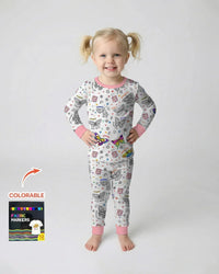 Colorable God Says I Am Butterfly Bamboo Two Piece Long Sleeve Pajama Set