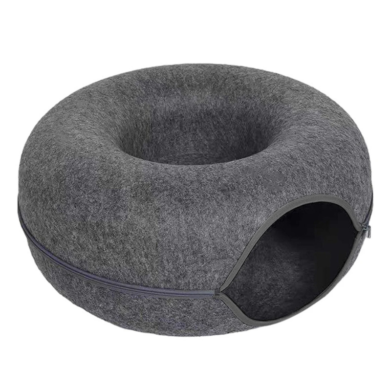 Felt Donut Cat Bed with Tunnel and Hideaway - BIG FRENCHIES