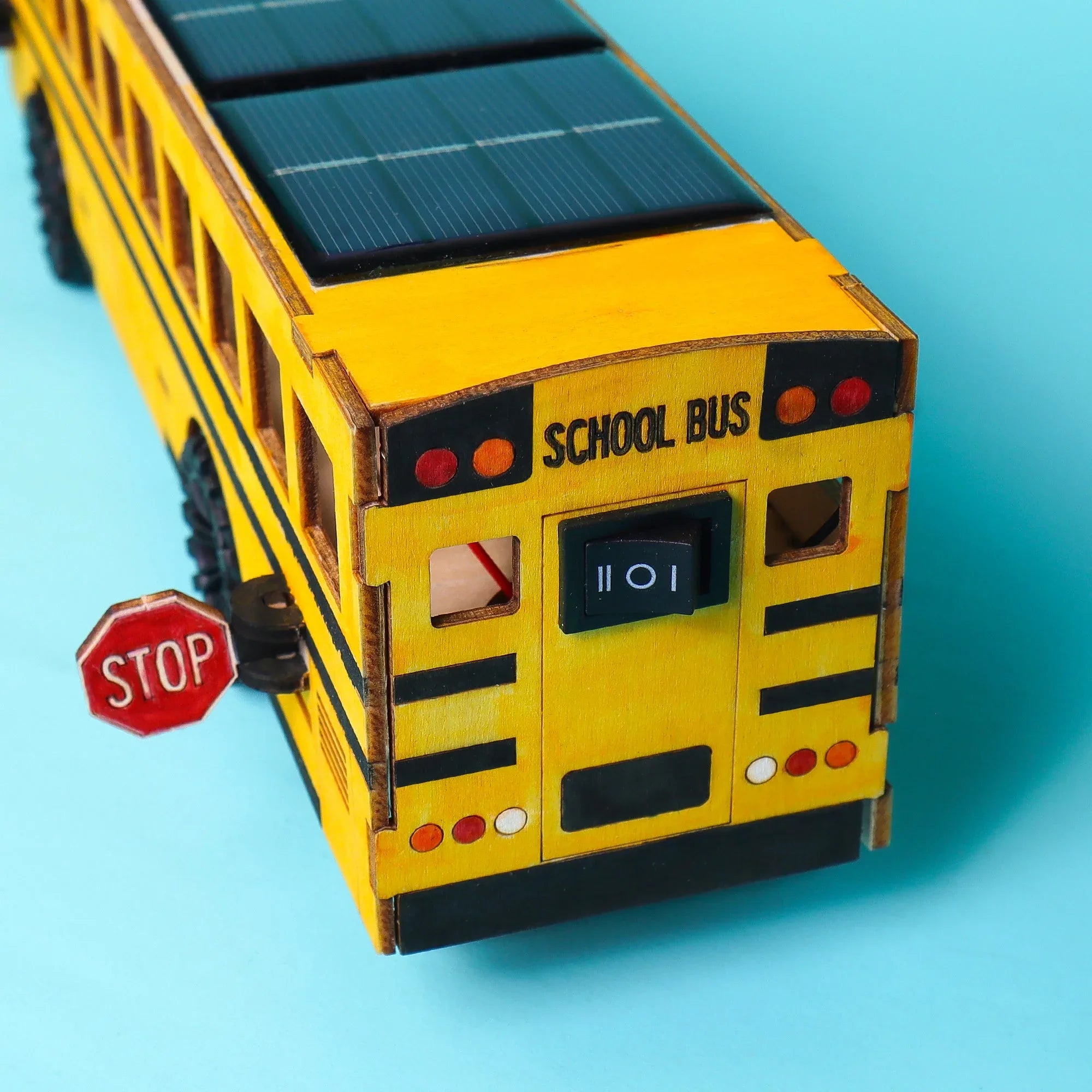 Dual Power School Bus STEM Kit – Build, Paint & Personalize | Battery + Solar Powered - BIG FRENCHIES