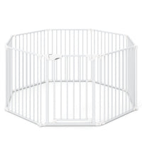 8-Panel Extra Wide Baby Gate Adjustable Pet Safety Fence with Auto-close Door