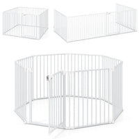 8-Panel Extra Wide Baby Gate Adjustable Pet Safety Fence with Auto-close Door