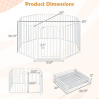 8-Panel Extra Wide Baby Gate Adjustable Pet Safety Fence with Auto-close Door