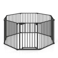 8-Panel Extra Wide Baby Gate Adjustable Pet Safety Fence with Auto-close Door