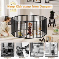 8-Panel Extra Wide Baby Gate Adjustable Pet Safety Fence with Auto-close Door
