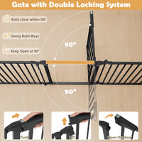 8-Panel Extra Wide Baby Gate Adjustable Pet Safety Fence with Auto-close Door