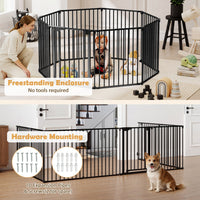 8-Panel Extra Wide Baby Gate Adjustable Pet Safety Fence with Auto-close Door