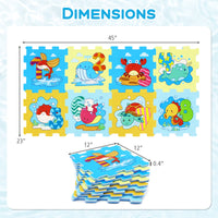 8-Piece Educational Interlocking Baby Play Mat with Animals and Numbers
