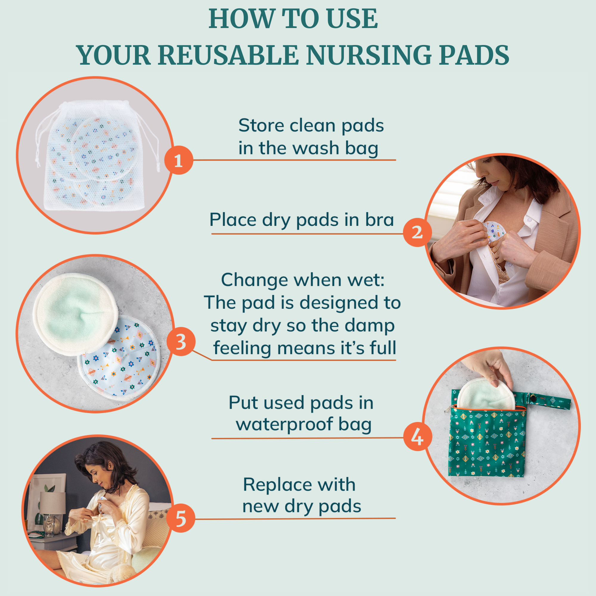 Reusable Breast Pads for Nursing & Pumping - Nazar